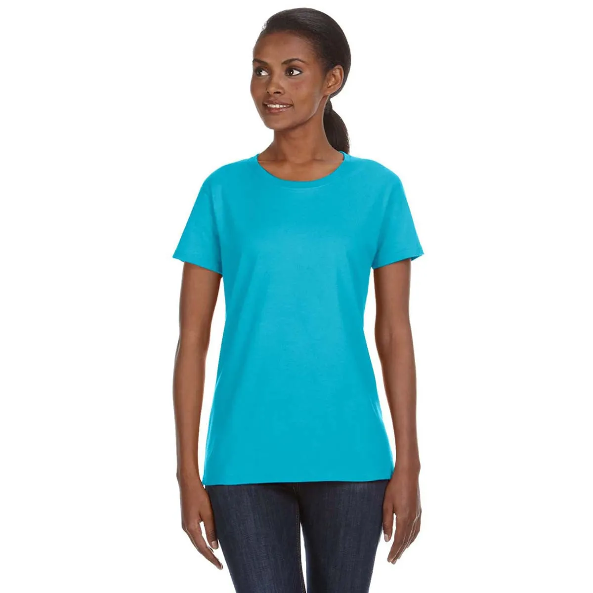 Anvil Women's Pool Blue Midweight Mid-Scoop T-Shirt