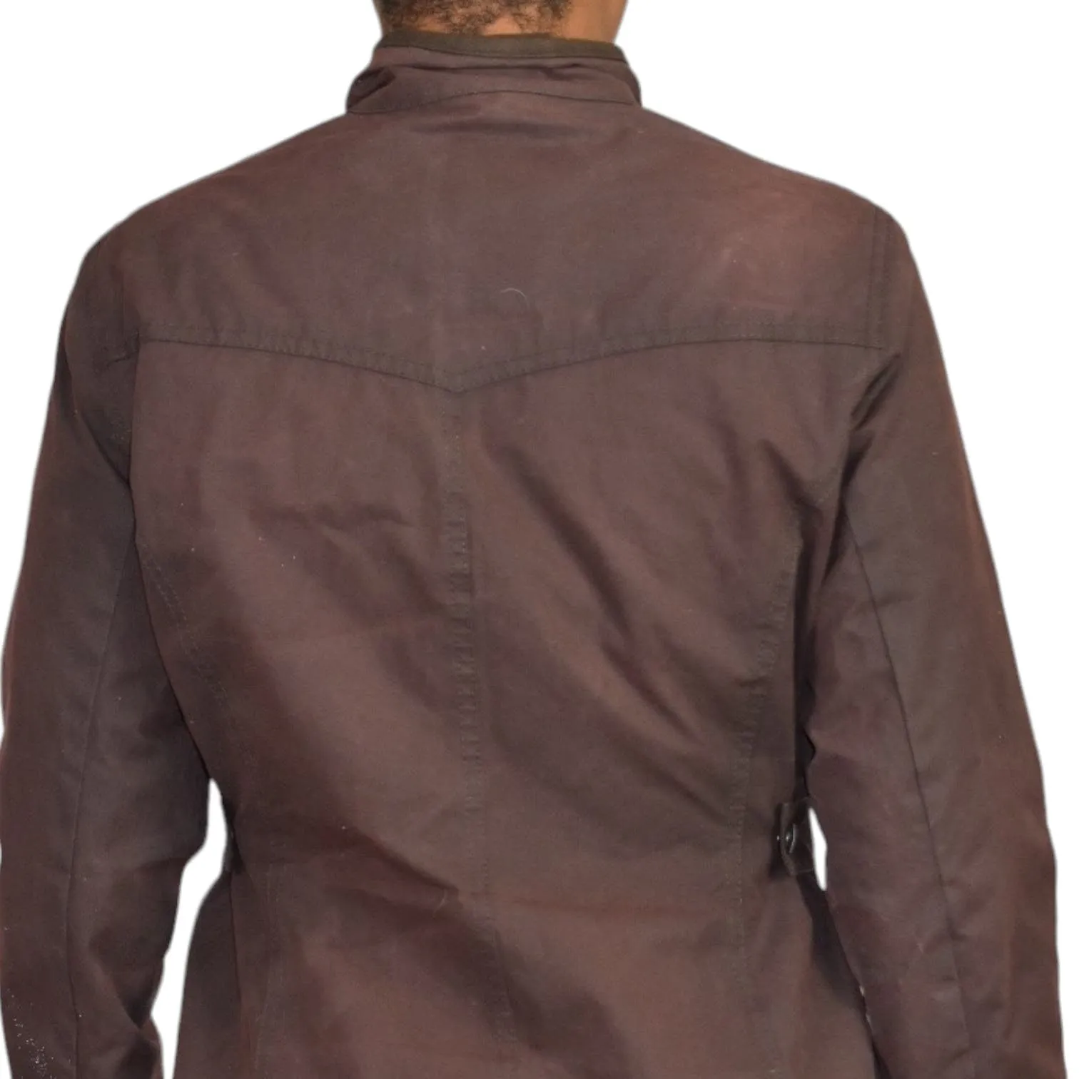 Barbour Utility Jacket Brown Wax Cotton Flannel Lined Slim Fit Hip Length Size 10
