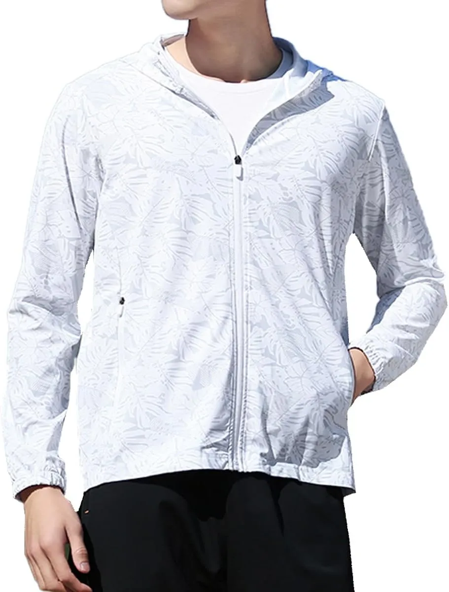 Bealin Men's UPF 50  Light Jacket Full Zip Hoodie Sun Protection Outdoor Long Sleeve Fishing Hiking Performance Shirt