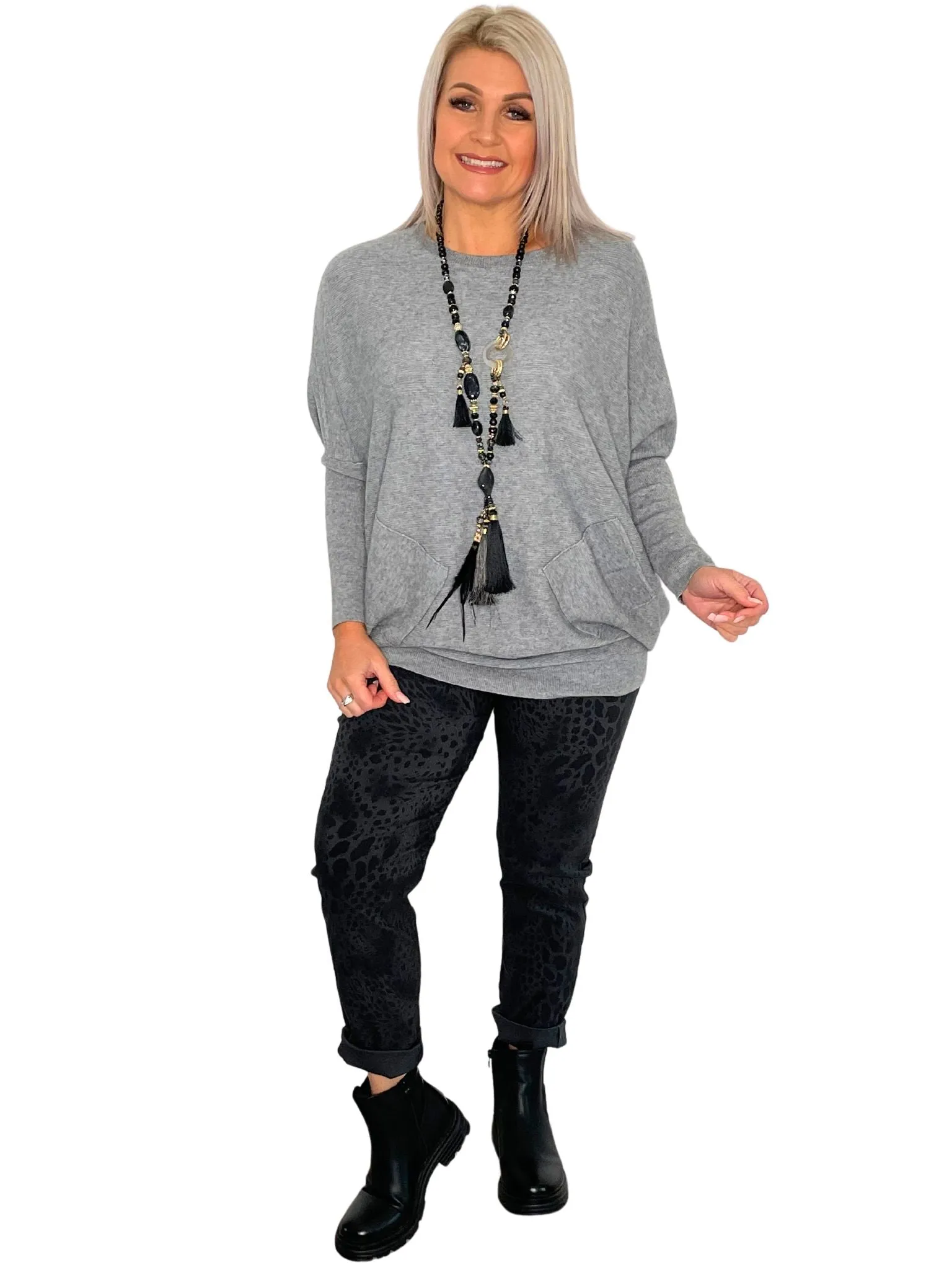 Betty Animal Print Comfy & Stretchy Ankle Grazer Trousers