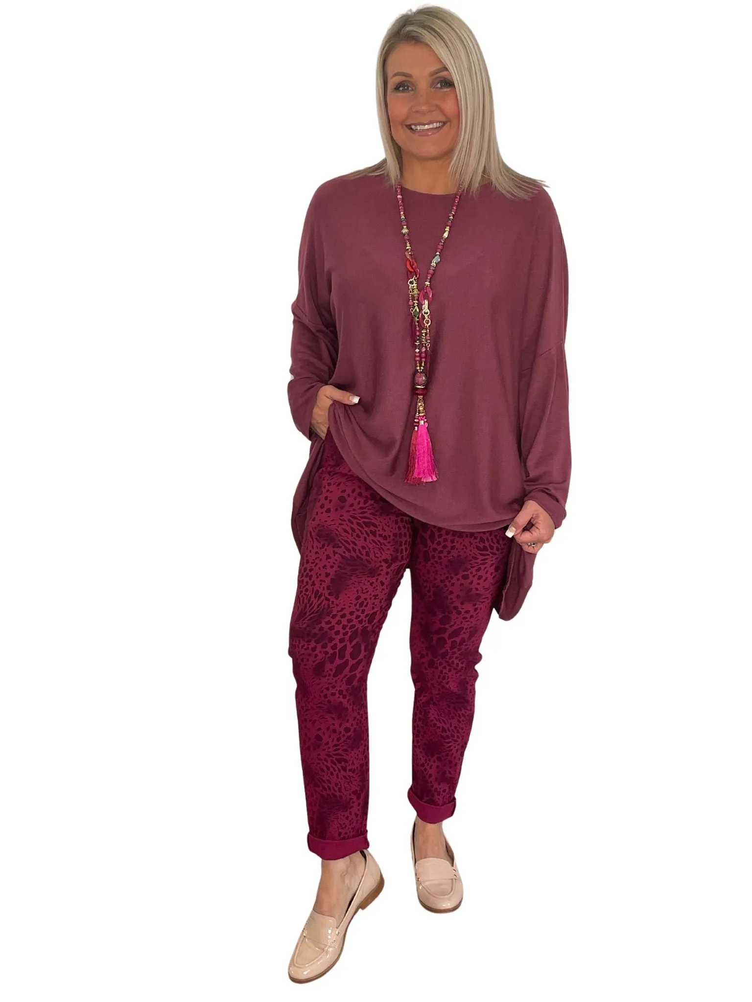 Betty Animal Print Comfy & Stretchy Ankle Grazer Trousers