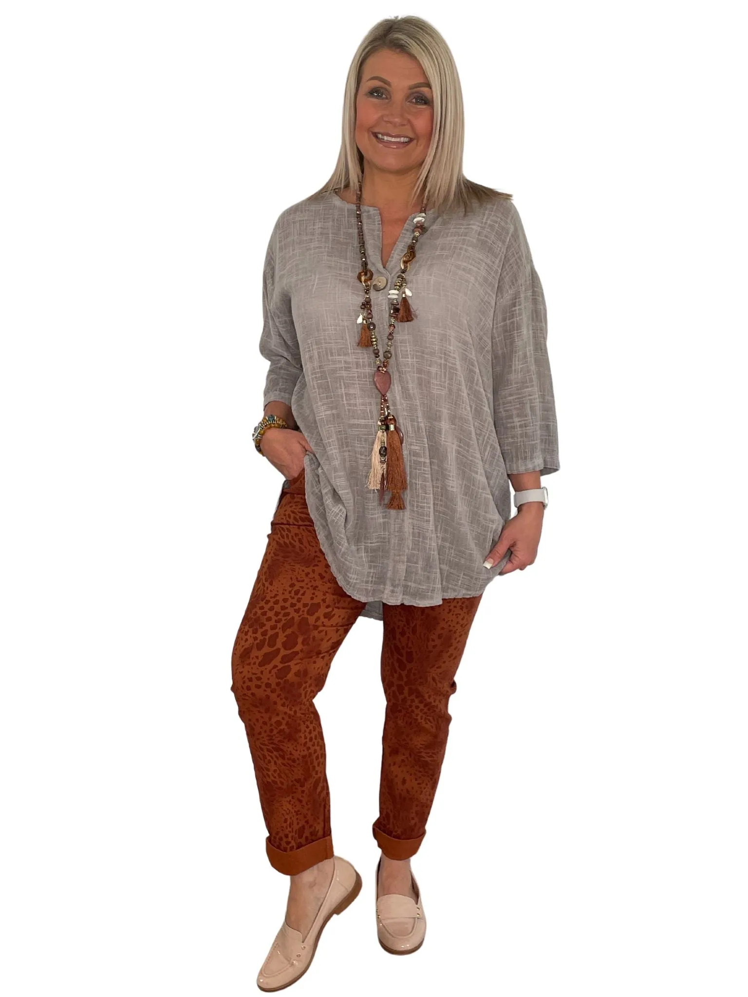 Betty Animal Print Comfy & Stretchy Ankle Grazer Trousers