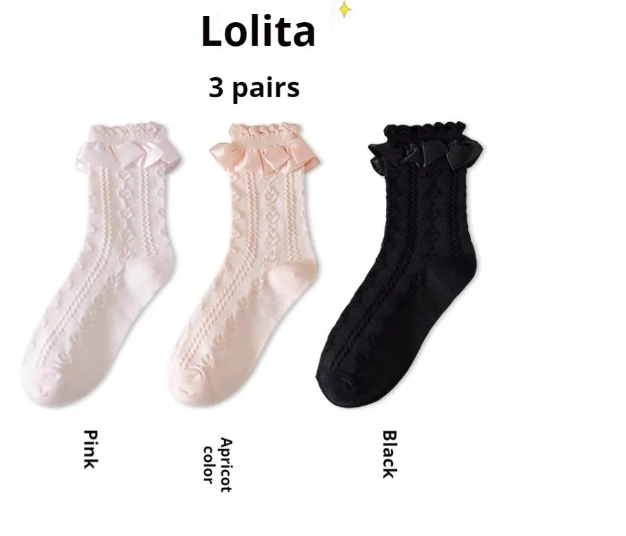 (BFM)JingChi~Sweet Lolita Socks Women's Multicolor JK Mid-Calf Socks