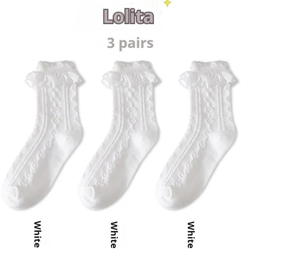 (BFM)JingChi~Sweet Lolita Socks Women's Multicolor JK Mid-Calf Socks