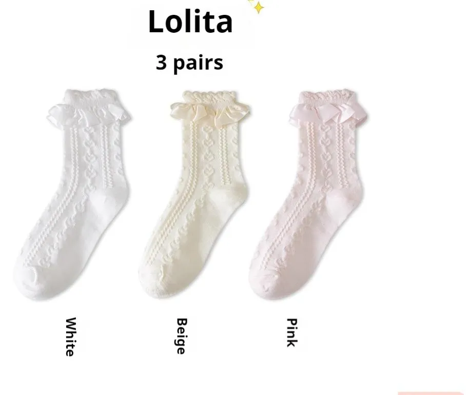 (BFM)JingChi~Sweet Lolita Socks Women's Multicolor JK Mid-Calf Socks