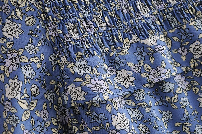 Boho Midi Dress, Blue Starflower