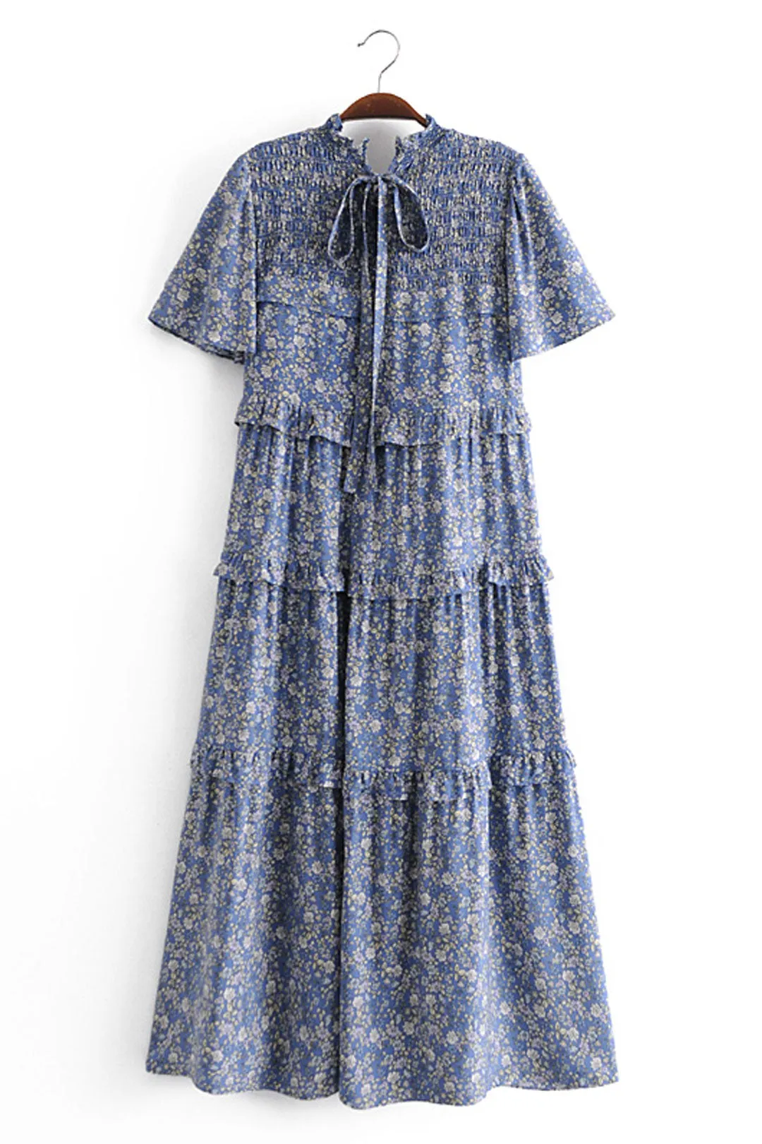 Boho Midi Dress, Blue Starflower