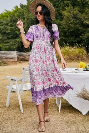 Boho Midi Dress, Sundress, Purple Verbena