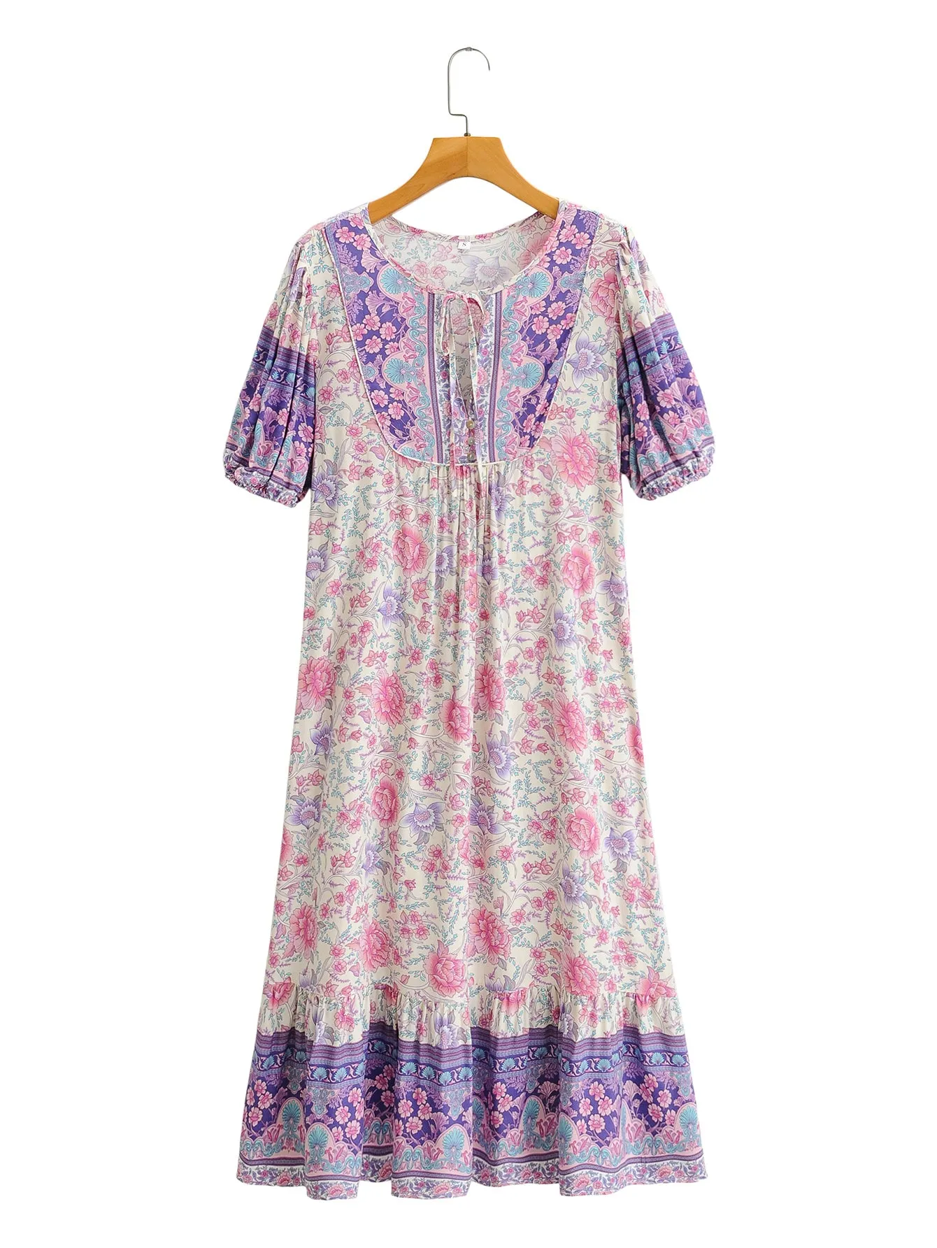 Boho Midi Dress, Sundress, Purple Verbena