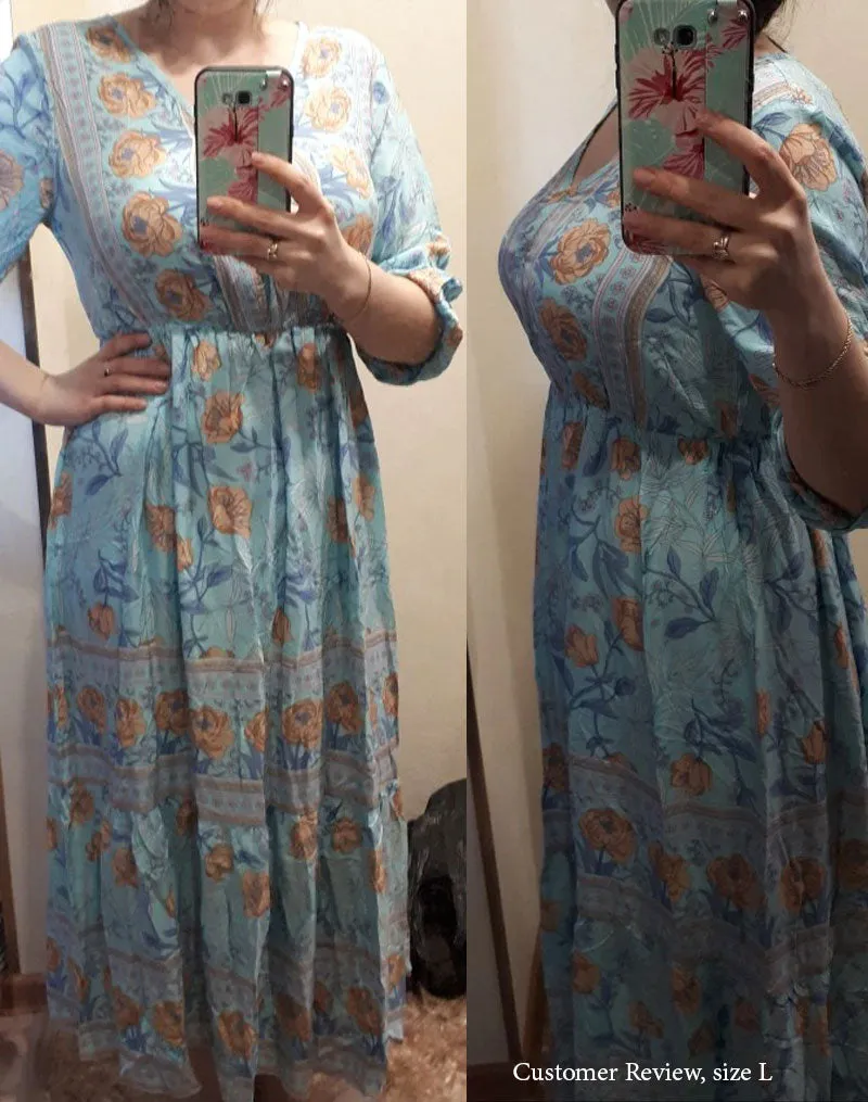 Boho Midi Dress, Sundress, Viola in Pink