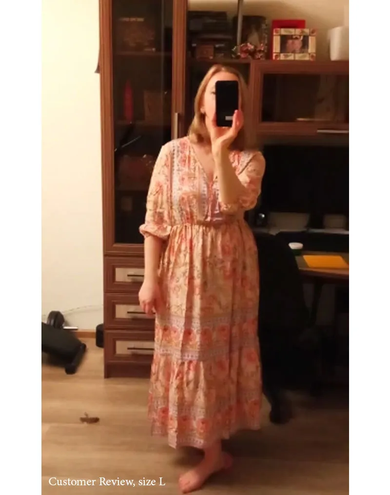 Boho Midi Dress, Sundress, Viola in Pink