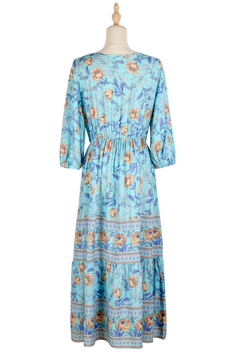 Boho Midi Dress, Sundress, Viola in Pink