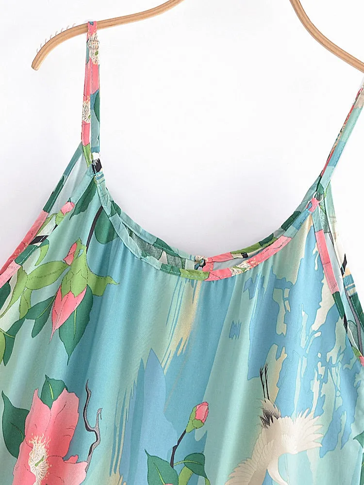 Boho Midi Dress, Sundress, Zaynab Green Lotus