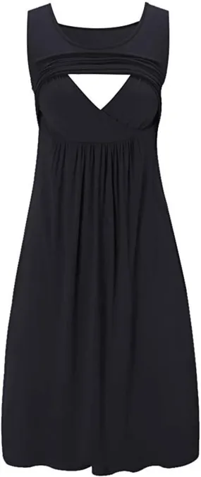 Breastfeeding Dress for Women Summer Sleeveless Maternity Nursing Dress Spaghetti Strap Floral Nursing Dress