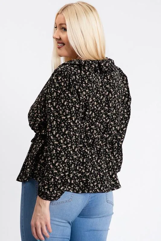 Business Or Pleasure Floral Wrap Top
