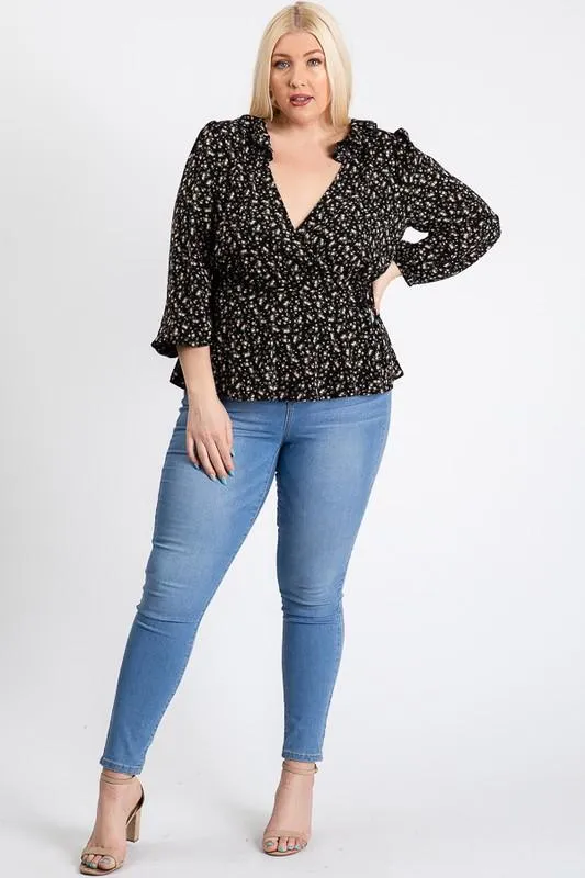 Business Or Pleasure Floral Wrap Top