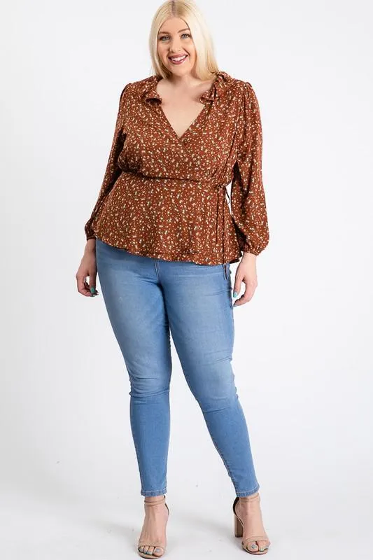 Business Or Pleasure Floral Wrap Top