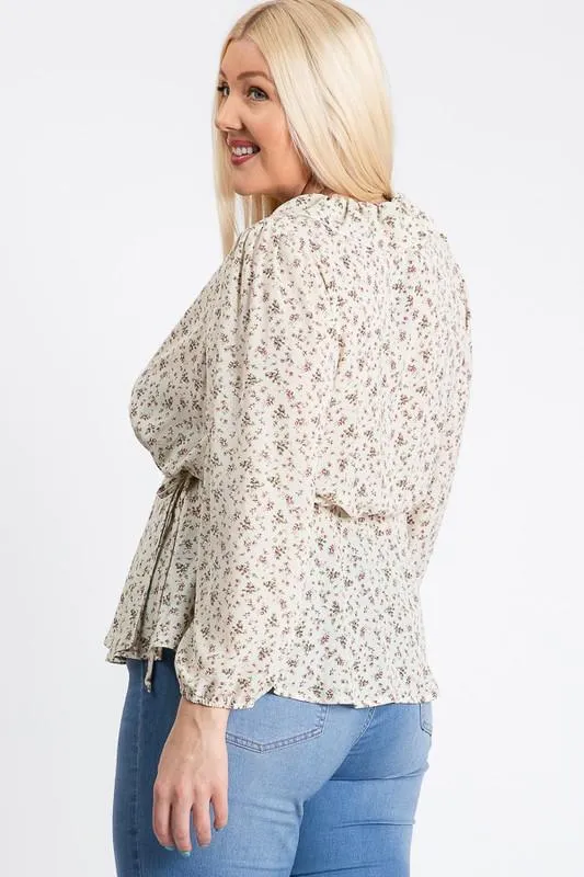 Business Or Pleasure Floral Wrap Top