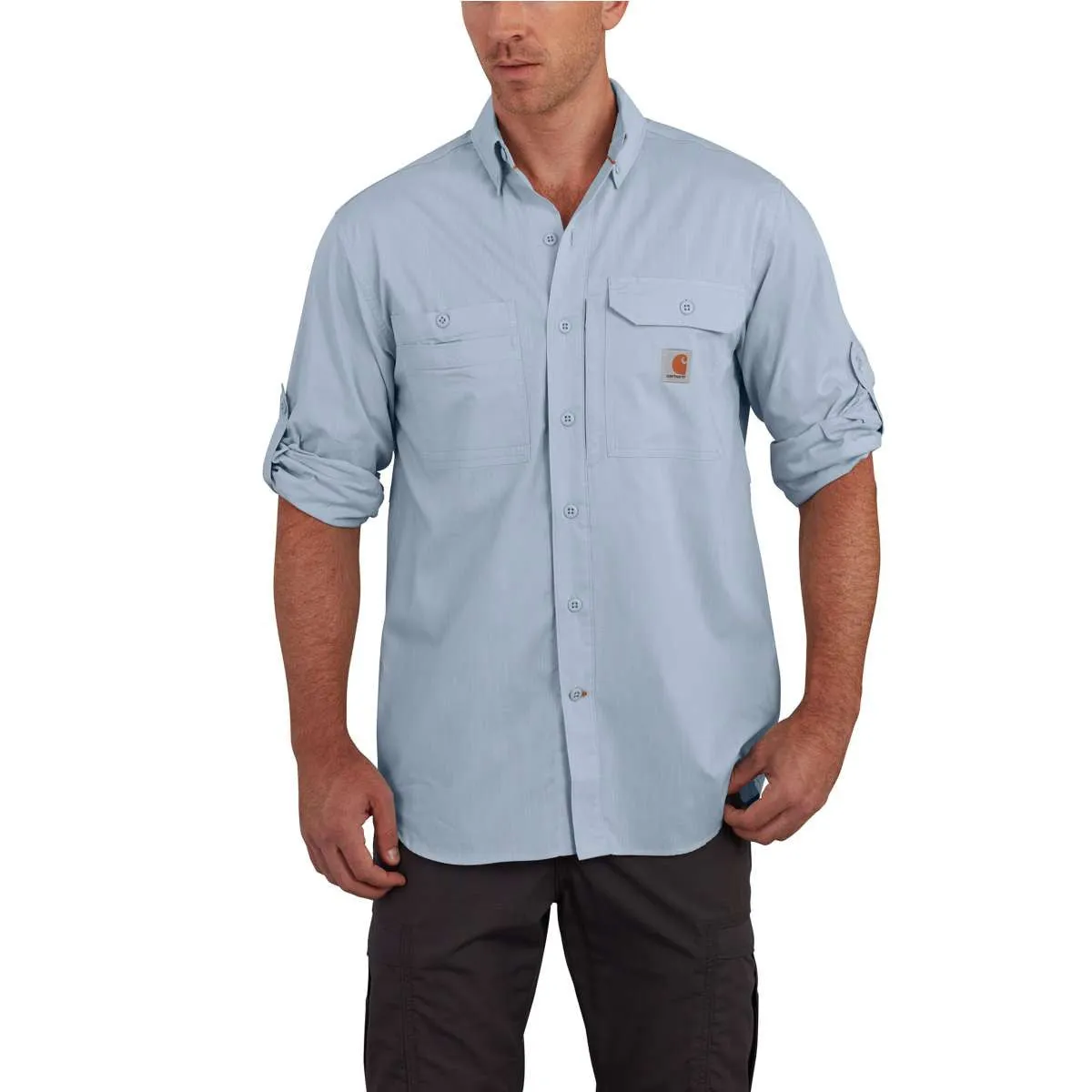 Carhartt Men's Celestial Blue Force Ridgefield Solid LS Shirt