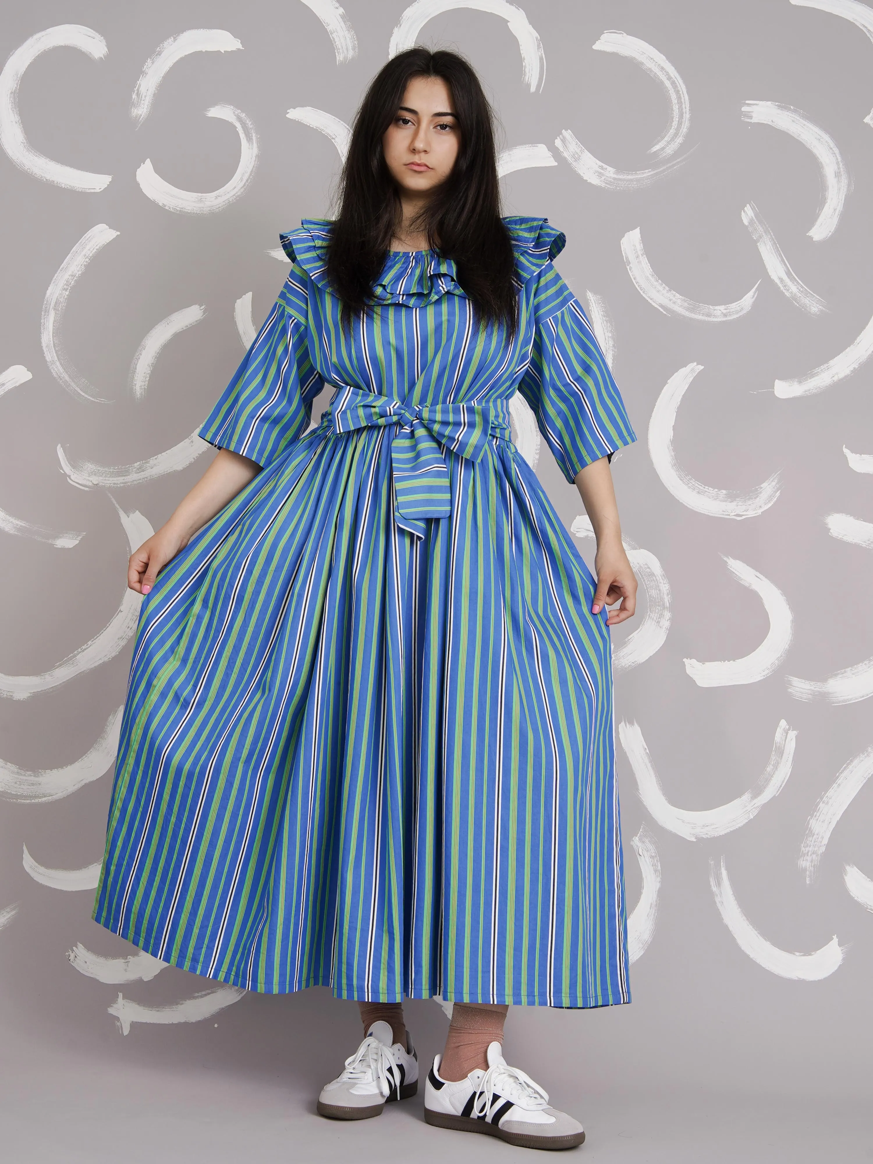 Cat Belted Voluminous Dress