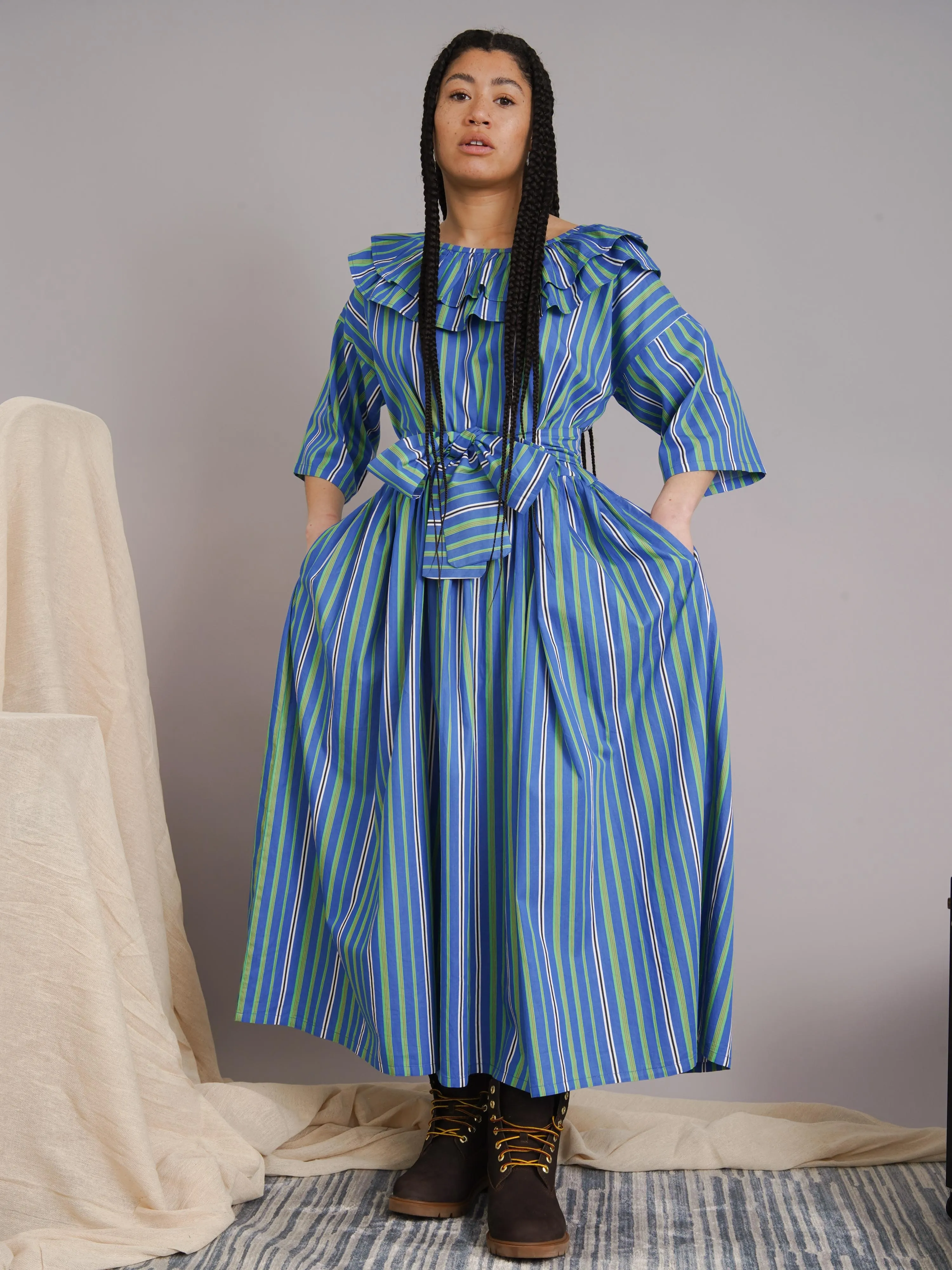 Cat Belted Voluminous Dress