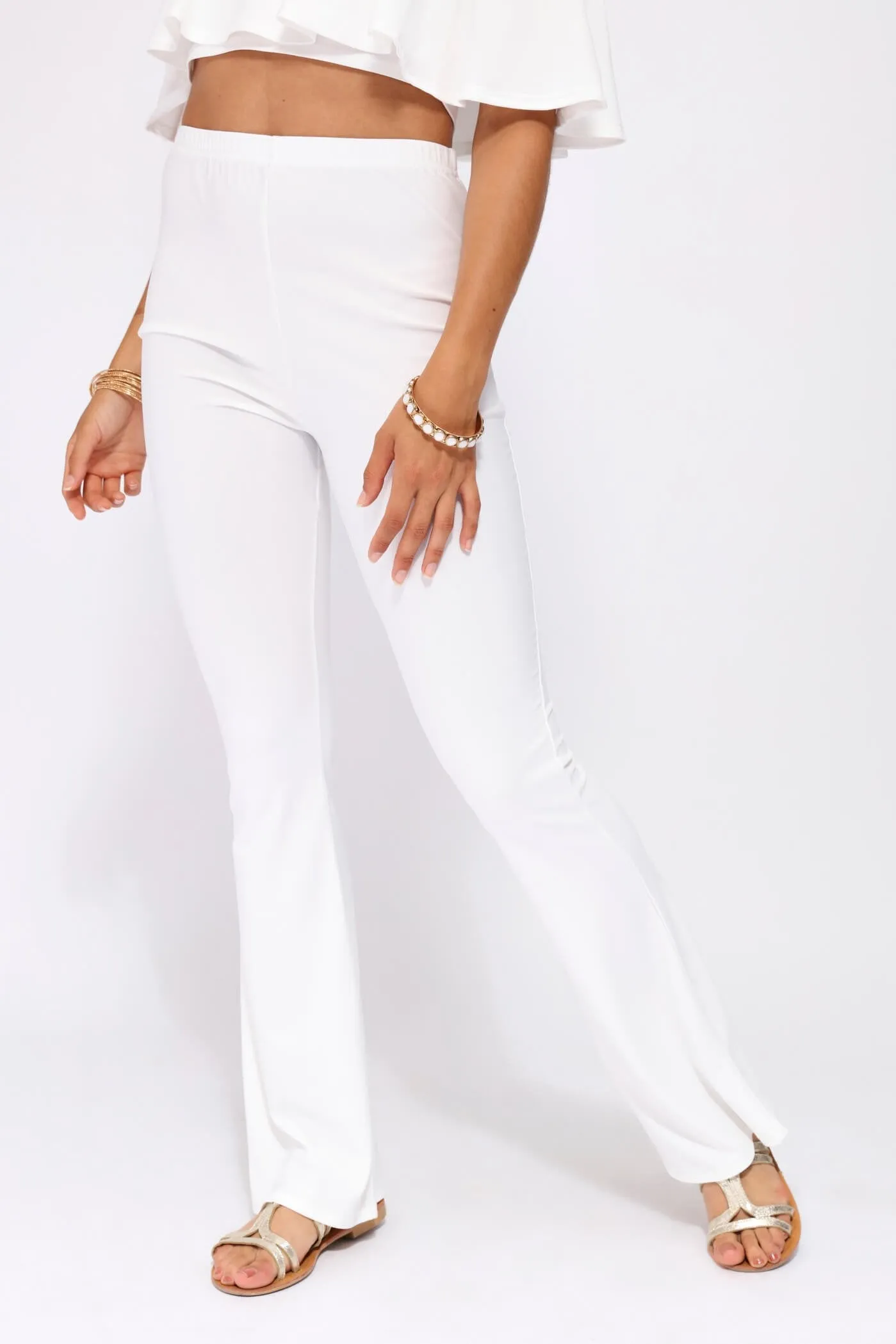Cream Flare Trousers