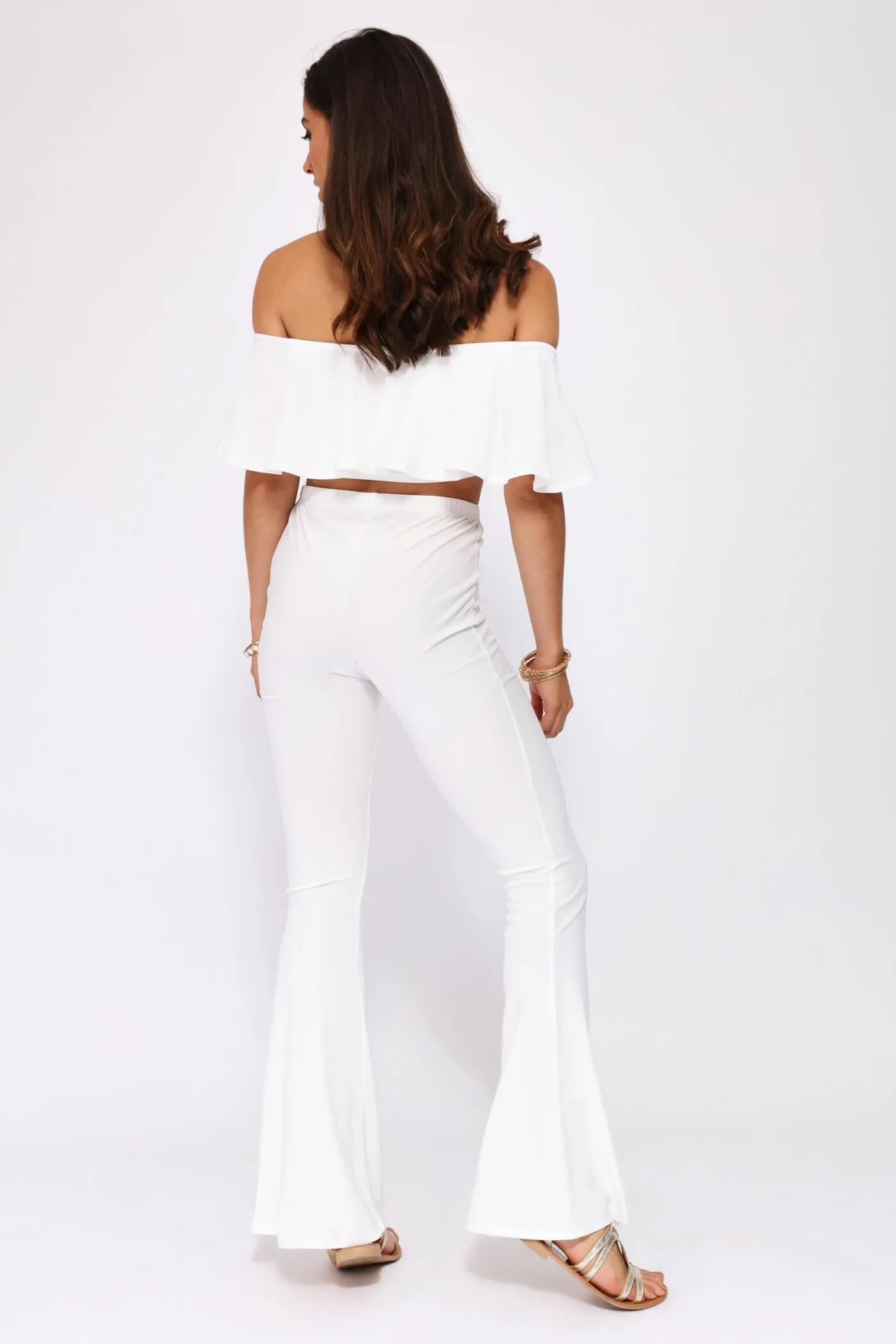 Cream Flare Trousers
