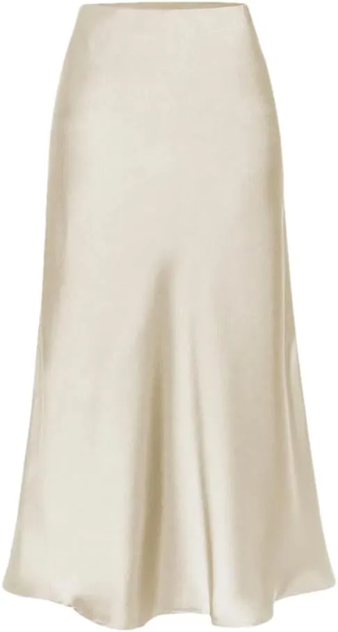 DBFBDTU Women Satin Midi Skirt High Waisted Solid Color Elegant Skirts Ladies Office Work Pencil Skirt