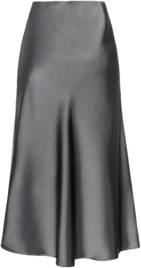 DBFBDTU Women Satin Midi Skirt High Waisted Solid Color Elegant Skirts Ladies Office Work Pencil Skirt