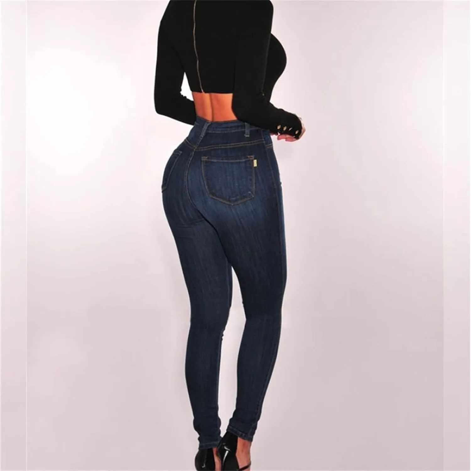 DGHM-JLMY Women's High Waist Sexy Stretch Skinny Jeans Stretch Casual Distressed Slim Jeans Super Stretchy Slim-Fit Jeans