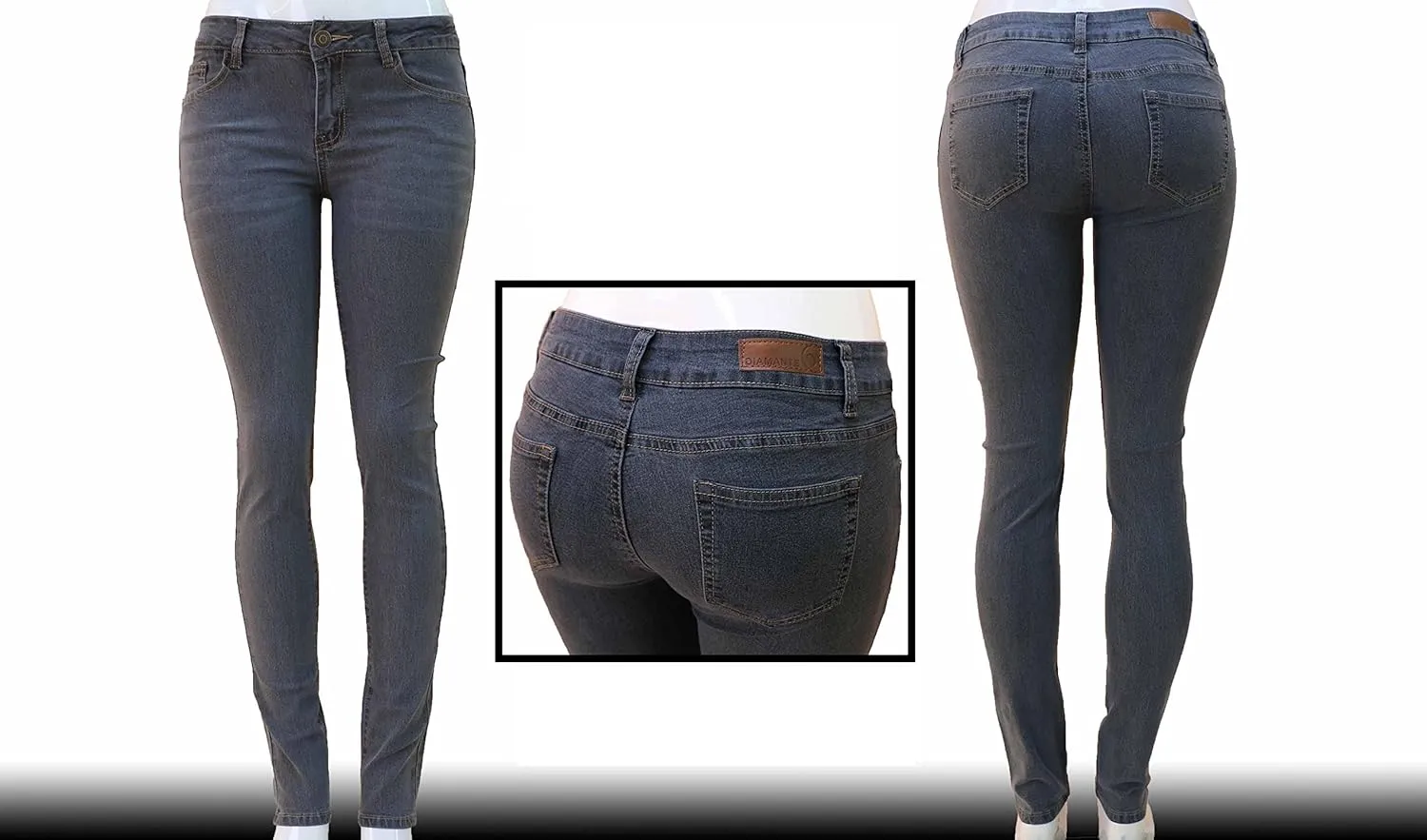 Diamante Women's Skinny Jeans Casual Stretch HIGH Waist Denim Jeans Pants