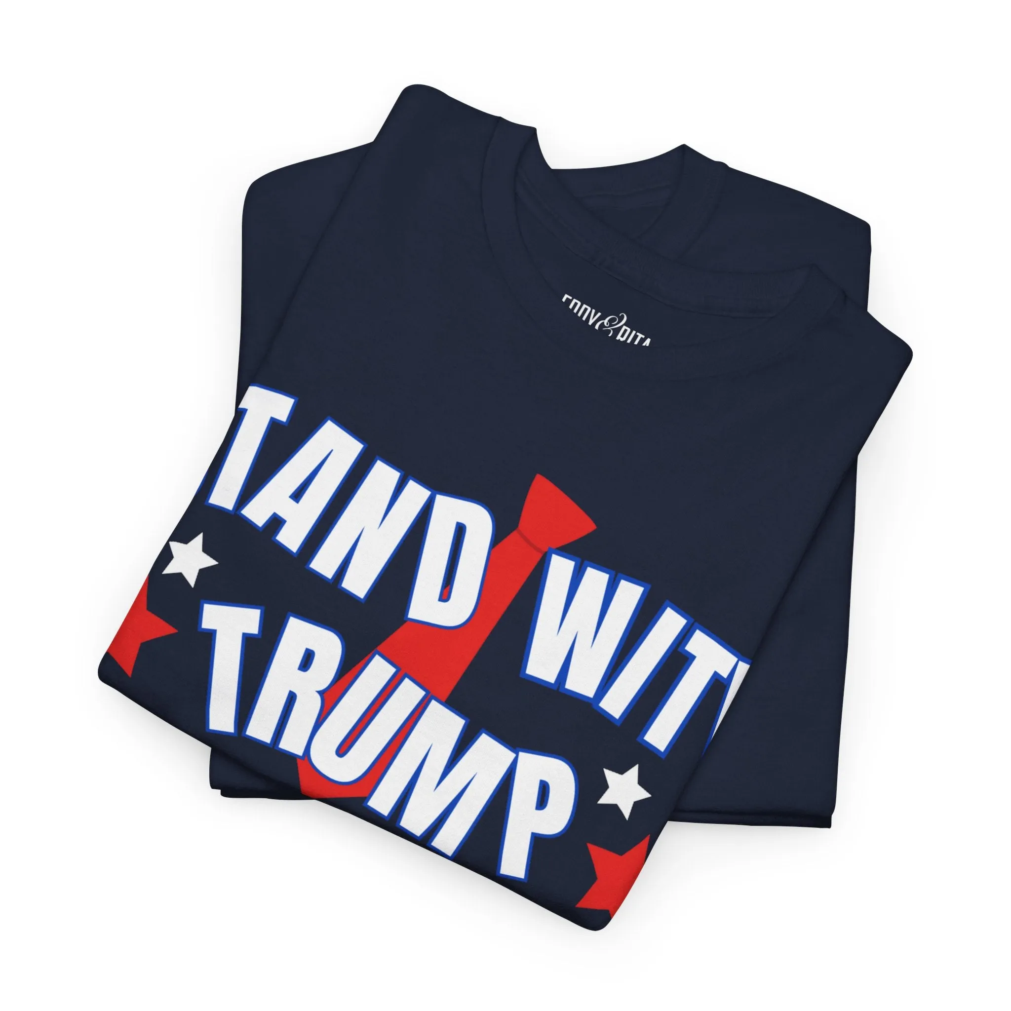 Eddy and Rita Unisex Heavy Cotton T-Shirt - "Stand With Trump" Patriotic Graphic Tee