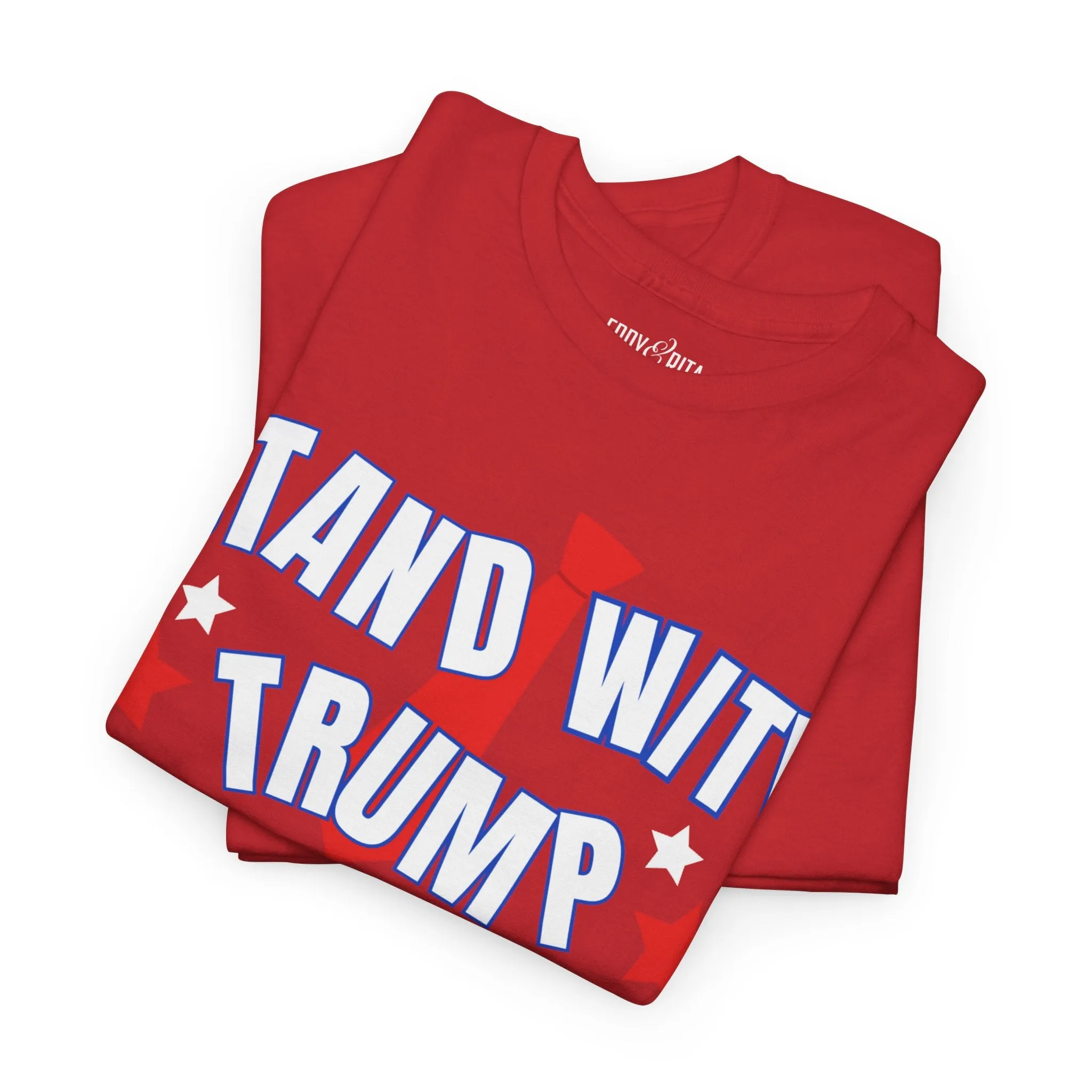 Eddy and Rita Unisex Heavy Cotton T-Shirt - "Stand With Trump" Patriotic Graphic Tee