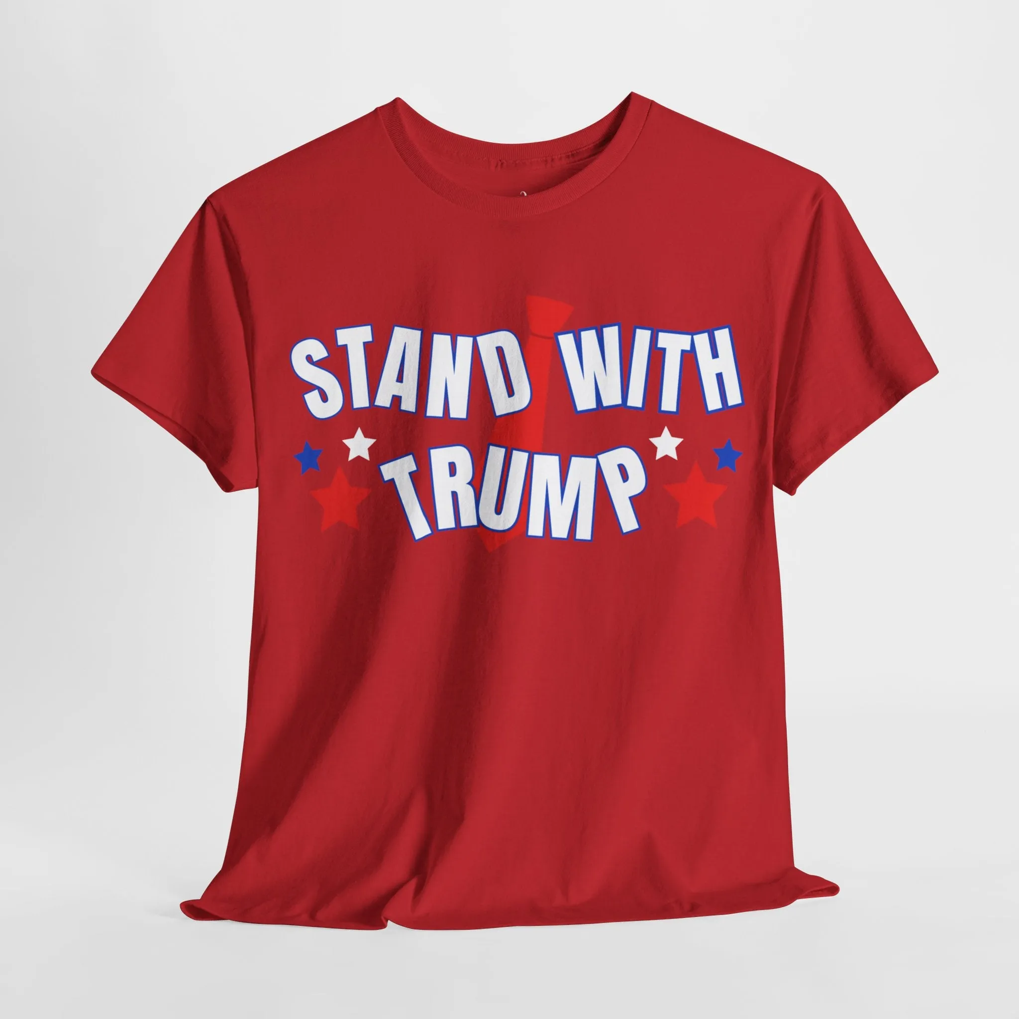 Eddy and Rita Unisex Heavy Cotton T-Shirt - "Stand With Trump" Patriotic Graphic Tee