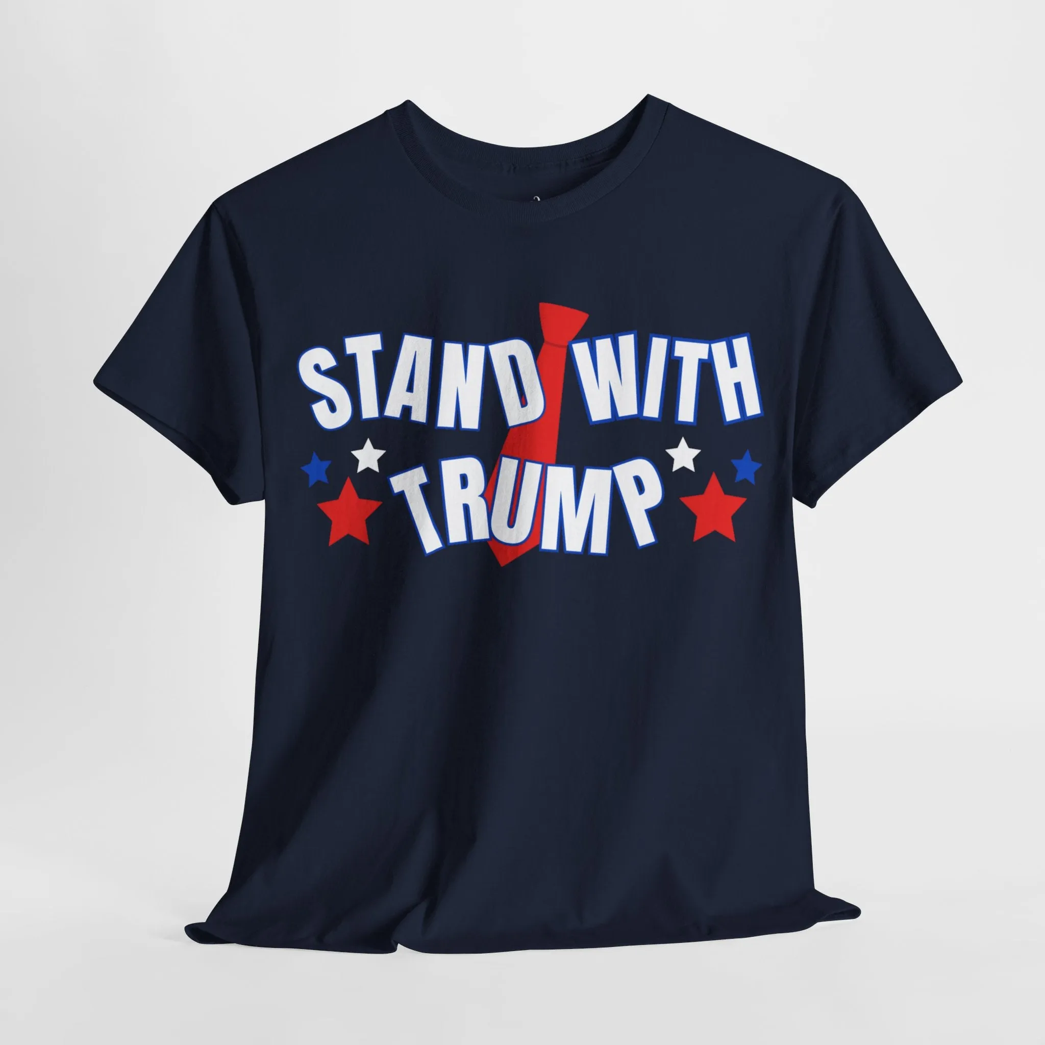 Eddy and Rita Unisex Heavy Cotton T-Shirt - "Stand With Trump" Patriotic Graphic Tee