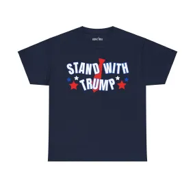 Eddy and Rita Unisex Heavy Cotton T-Shirt - "Stand With Trump" Patriotic Graphic Tee