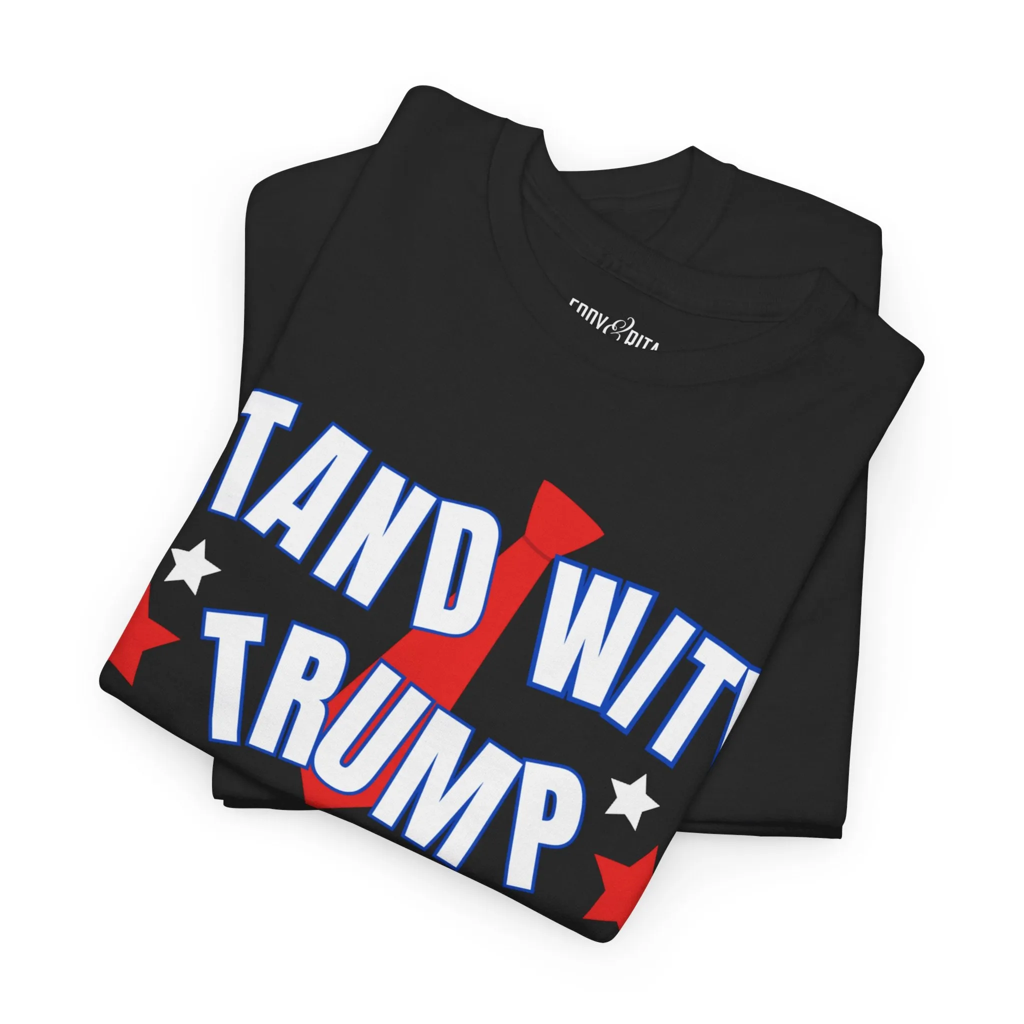Eddy and Rita Unisex Heavy Cotton T-Shirt - "Stand With Trump" Patriotic Graphic Tee