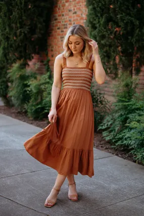 Embroidered Bust Midi Dress