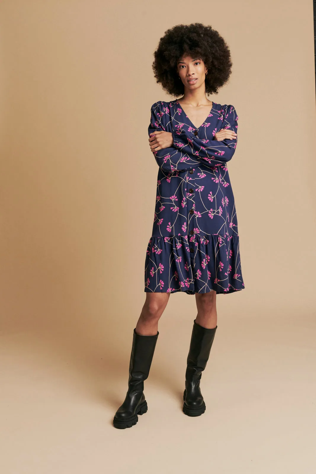 Flowy Button Dress, Clematics