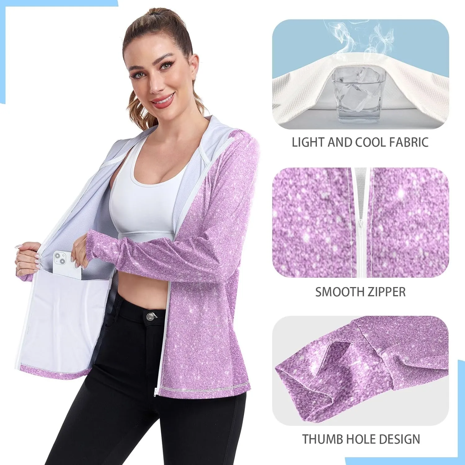 GAIGEO Dark Magenta Zip Athletic Jacket Women, UPF 50  UV Protection Shirt Women, Breathable Light Travel Shirt for Women, S