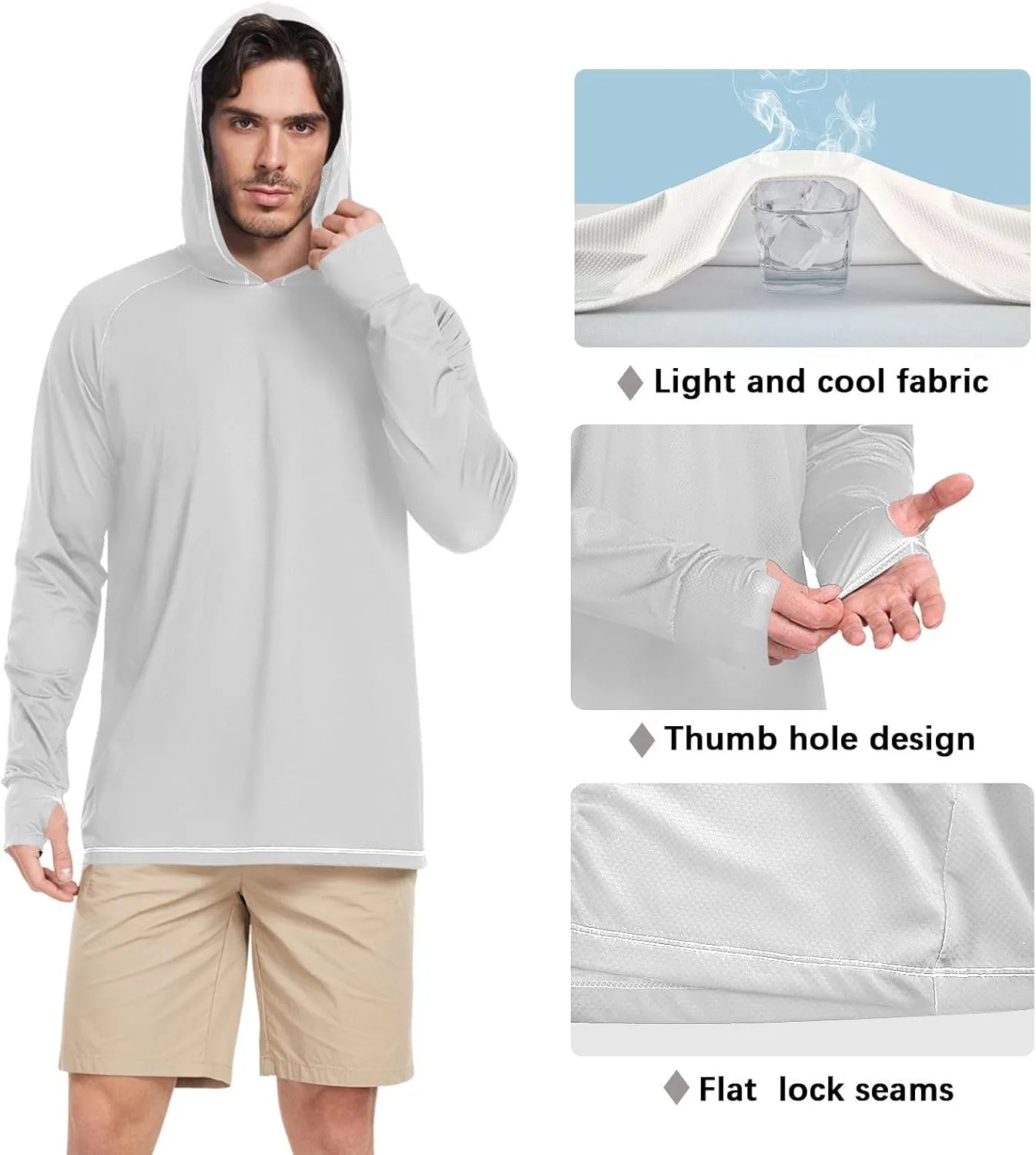 GAIGEO Light UPF Shirt Men, Breathable Summer Long Sleeve Shirts for Men, Moisture Wicking Beach Shirts, Coral S