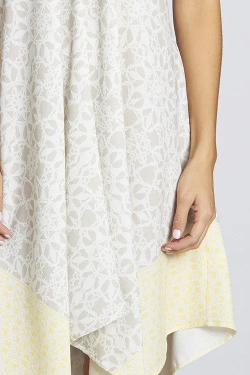 Geo Printed Handkerchief Sleeveless Midi Dress