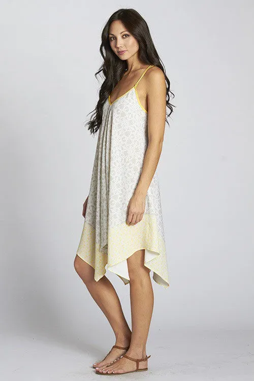 Geo Printed Handkerchief Sleeveless Midi Dress