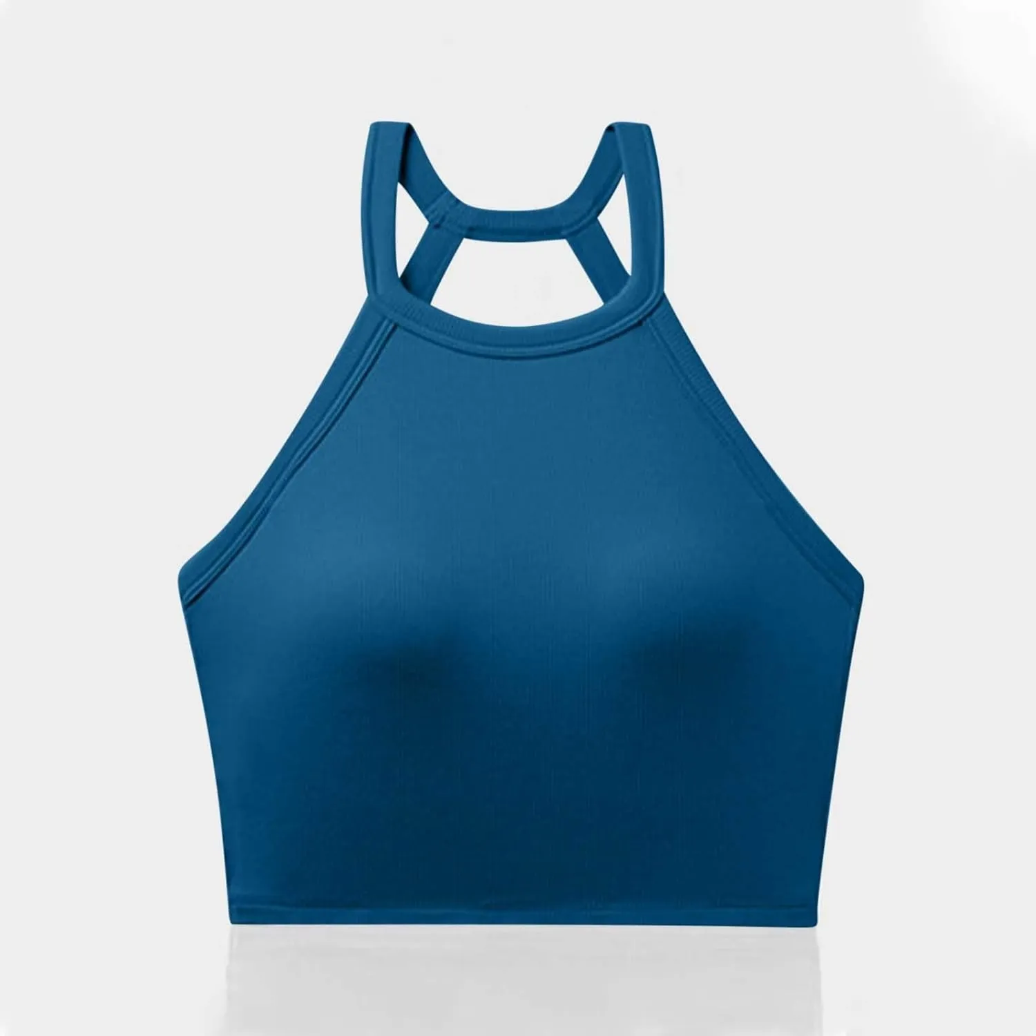 High Neck Padded Sports Bra Tank Top for Women Built in Bra Sleeveless Workout Crop Shirt Stretch Athletic Fitness Vest
