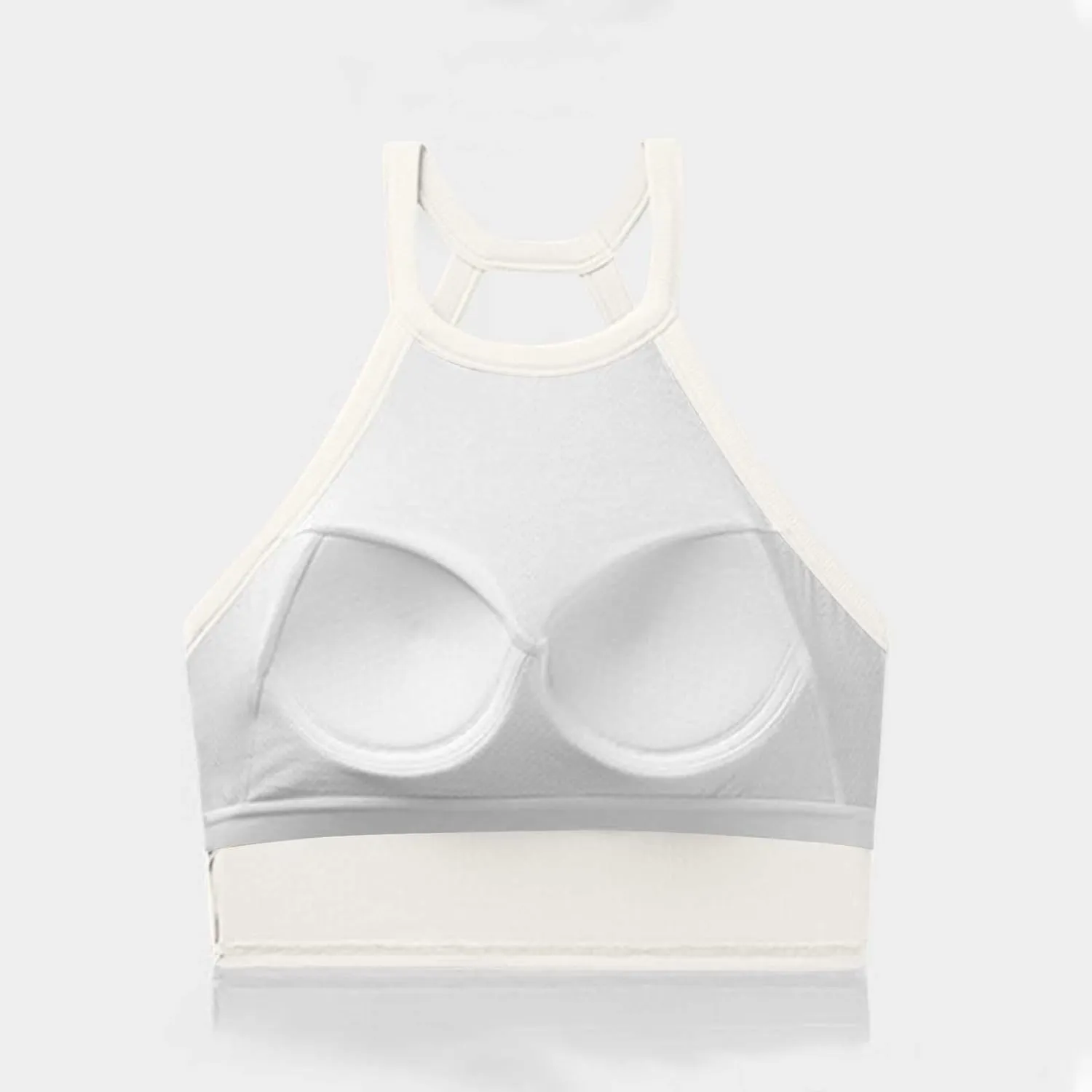 High Neck Padded Sports Bra Tank Top for Women Built in Bra Sleeveless Workout Crop Shirt Stretch Athletic Fitness Vest