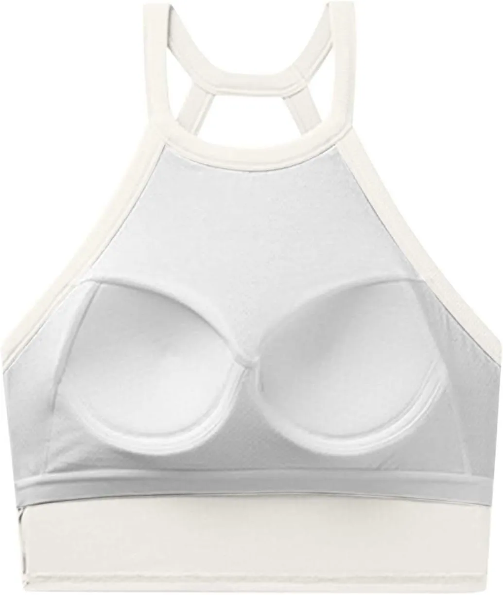 High Neck Padded Sports Bra Tank Top for Women Built in Bra Sleeveless Workout Crop Shirt Stretch Athletic Fitness Vest