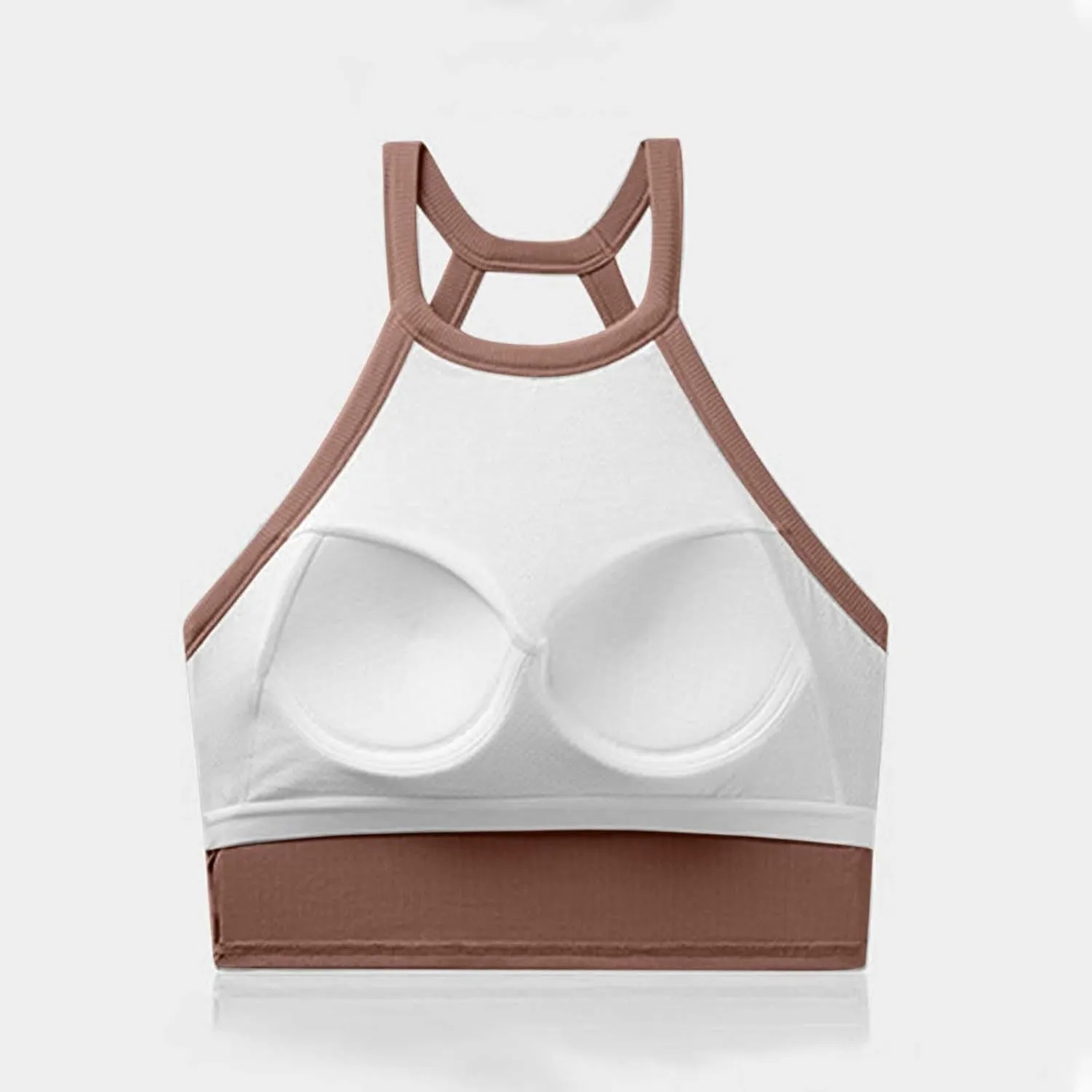 High Neck Padded Sports Bra Tank Top for Women Built in Bra Sleeveless Workout Crop Shirt Stretch Athletic Fitness Vest