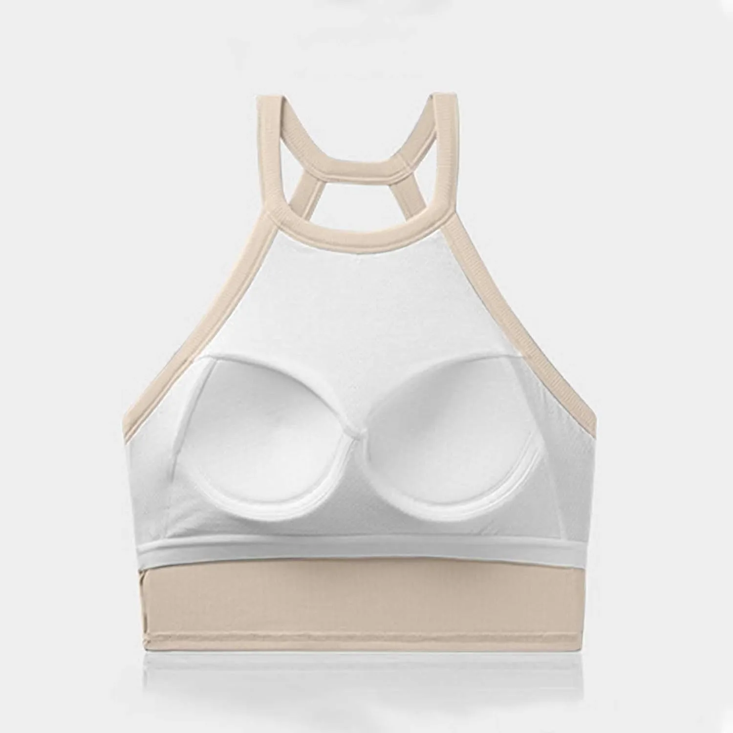 High Neck Padded Sports Bra Tank Top for Women Built in Bra Sleeveless Workout Crop Shirt Stretch Athletic Fitness Vest