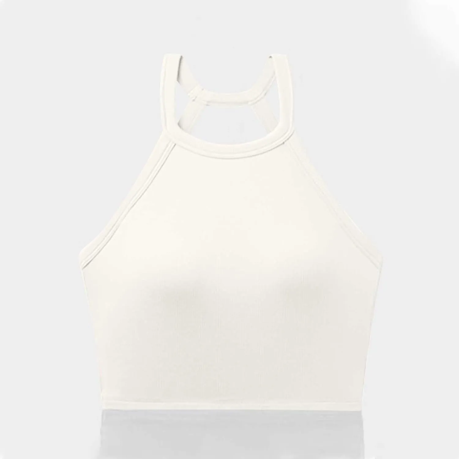 High Neck Padded Sports Bra Tank Top for Women Built in Bra Sleeveless Workout Crop Shirt Stretch Athletic Fitness Vest