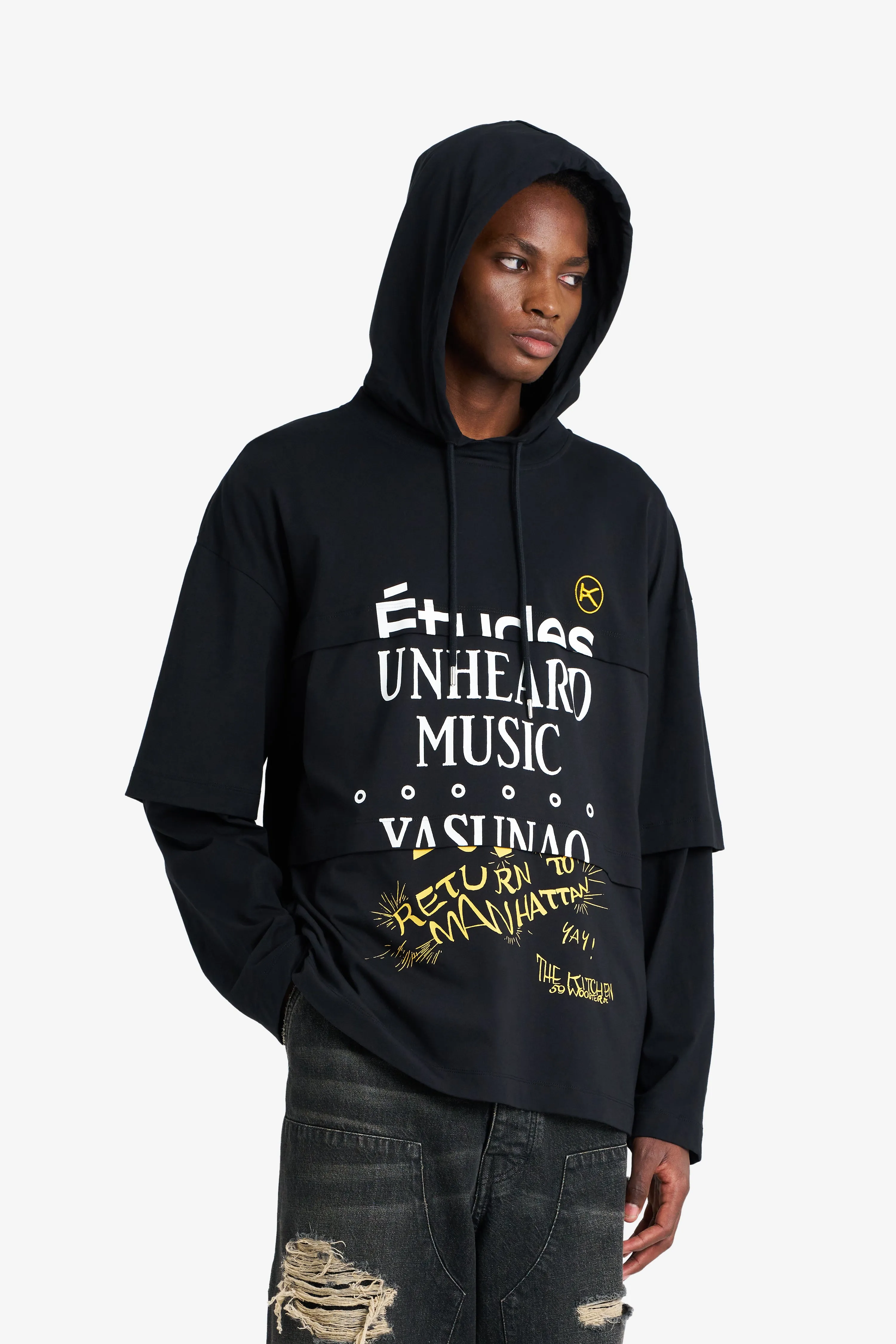 HOODIE LONG SLEEVES TEE SHIRT THE KITCHEN BLACK